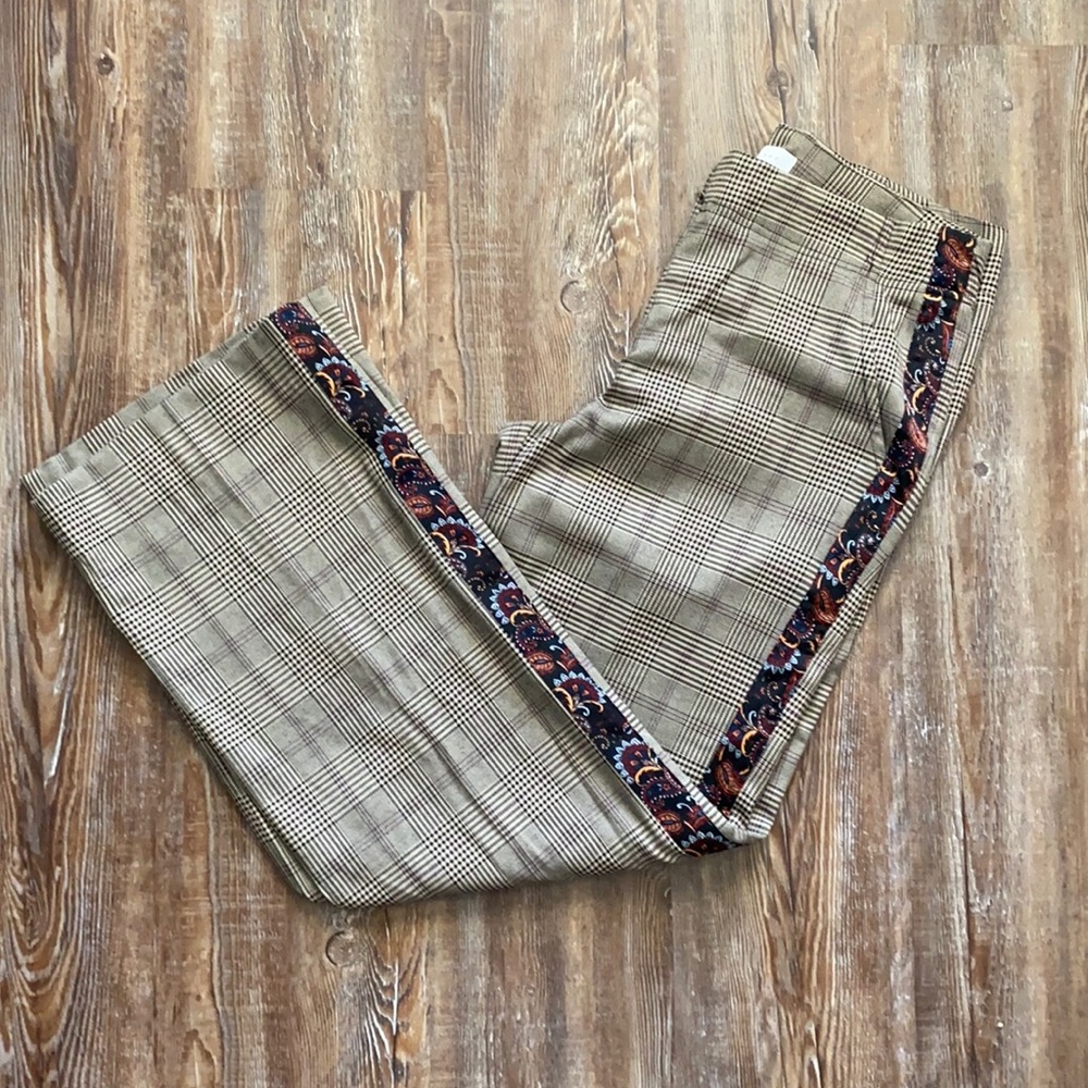 Houndstooth Paisley Straight Leg Funky Academia Retro Business Casual Pants